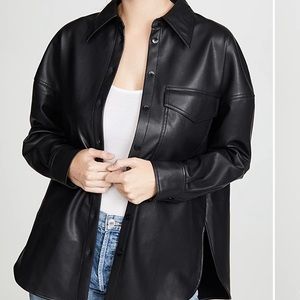 TIBI Faux Leather Shirt EUC Large
